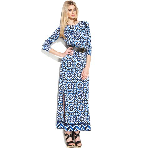 michael kors blue floral maxi dress|Michael Kors long summer dresses.